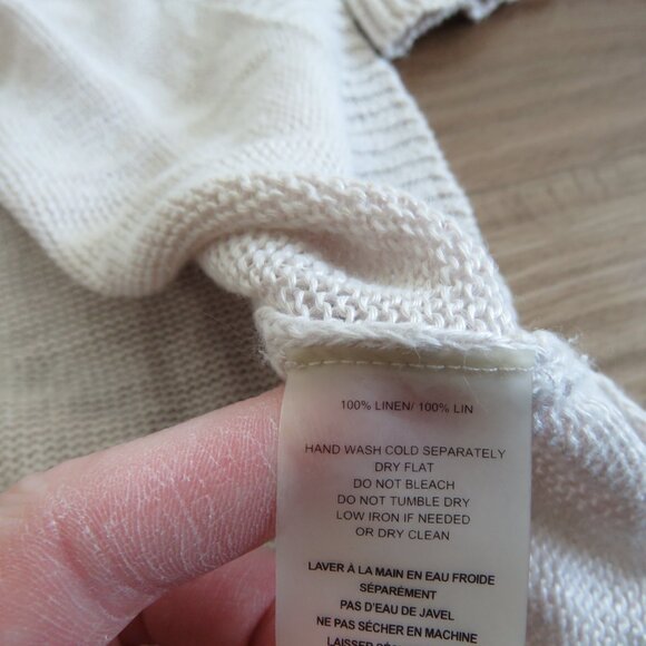 MARGARET O'LEARY 100% Linen Loose Fit Knit Sweater Neutral Tan Beachy - Size S - Picture 16 of 16